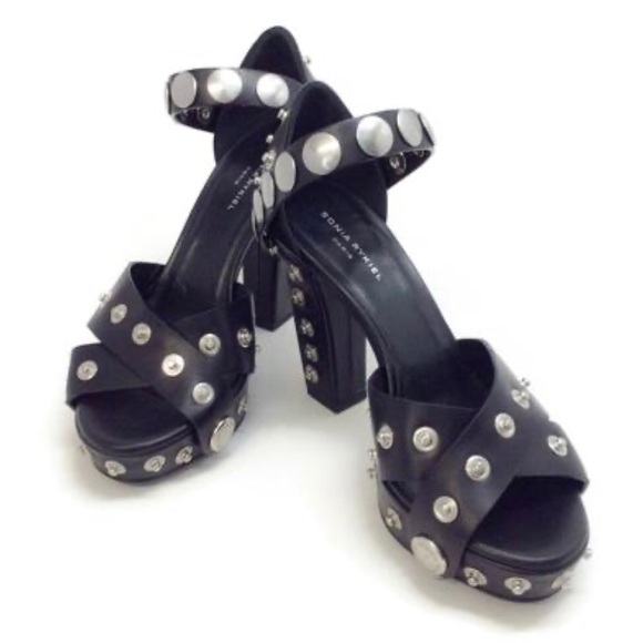 Flash Sale ReList Tomorrow NIB Sonia Rykiel Black Snap Embellished Sandals 37 - Picture 5 of 8